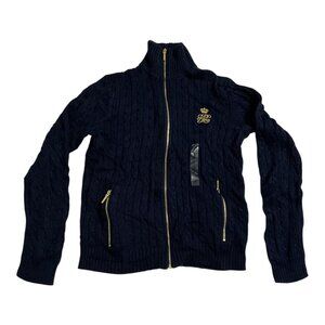 Lauren Ralph Lauren Navy Cable Knit Full Zip Jacket Womens XS/S NWT $89 MSRP